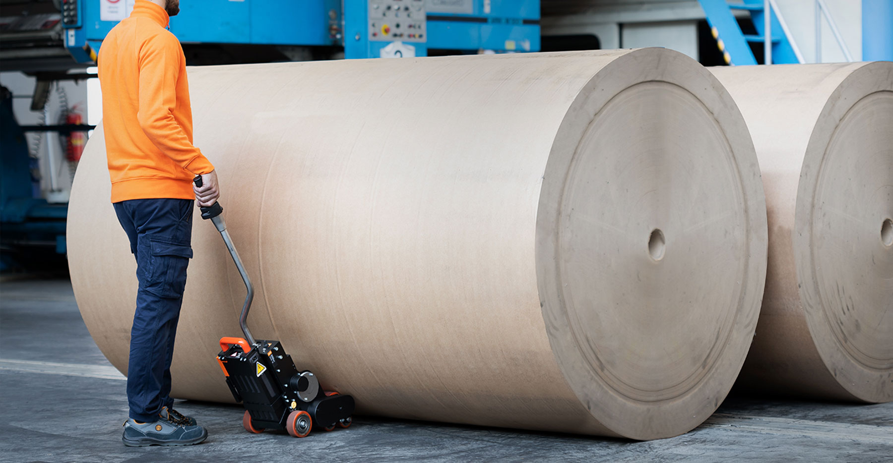Moviroll roll pusher paper corrugated