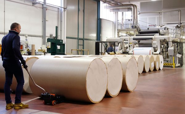 Moviroll roll pusher paper corrugated